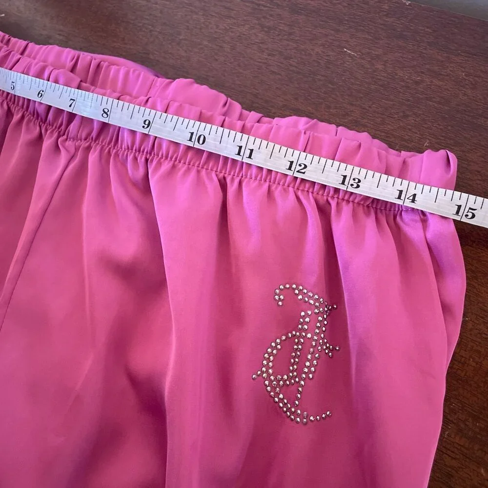 Juicy Couture Pink Satin Pajama Set | Rhinestone Bling Logo PJs Y2K Z M